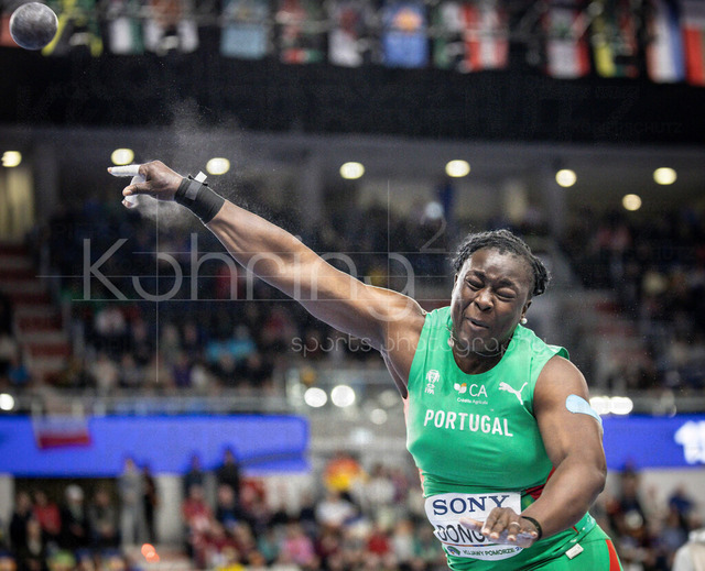 World Athletics Indoor Championships Kujawy Pomorze 26, 20.03.2026 | TORUN, POLAND - MARCH 20:  Auriol DONGMO (POR) competing in the women's shot put during the World Athletics Indoor Championships Kujawy Pomorze 26 on day 1 / session 2 at Kujawsko-Pomorska Arena Torun on March 20, 2026 in Torun, Poland. 