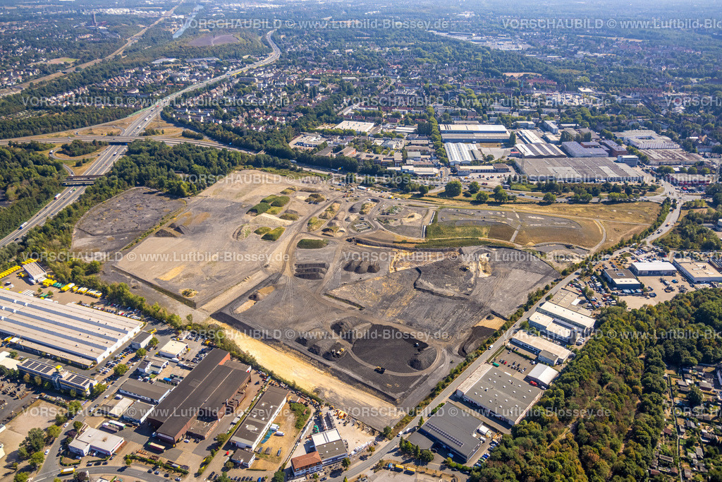 Essen220806812 | Luftbild, Neues Gewerbegebiet Freiheit Emscher, Gladbecker Straße und Daniel-Eckhardt-Straße, Gewerbepark Hafenstraße, Gewerbegebiet Teilungsweg, Vogelheim, Essen, Ruhrgebiet, Nordrhein-Westfalen, Deutschland