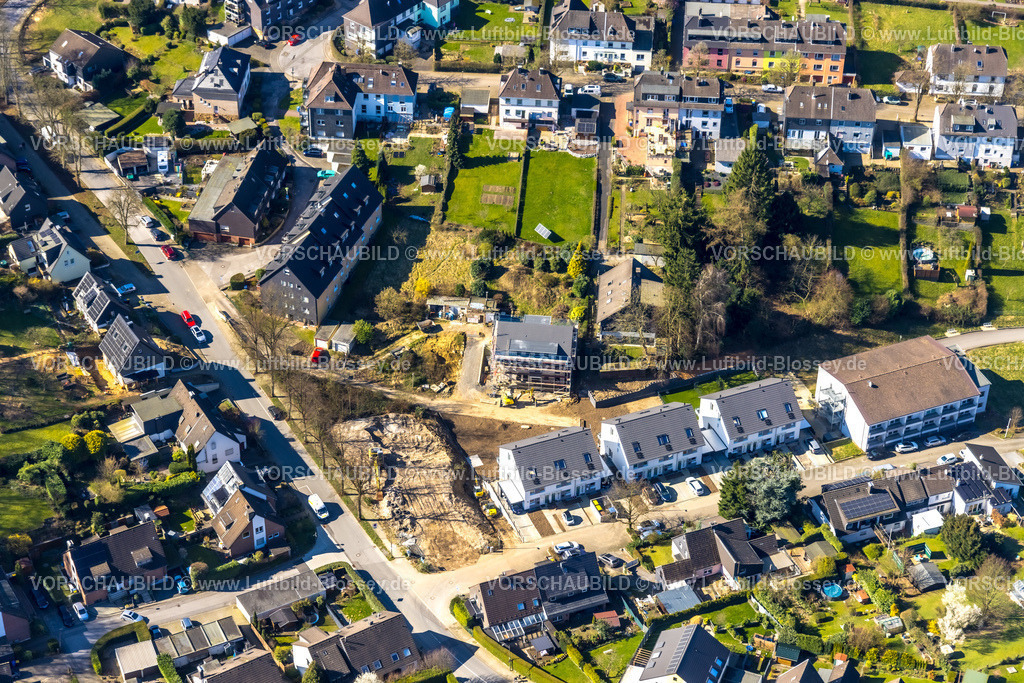 Heiligenhaus240301984 | Luftbild, Baustelle mit Neubau Wohnhäuser am Beeker Weg, Domizil Leubeck Lindenstraße, Leubeck, Heiligenhaus, Ruhrgebiet, Nordrhein-Westfalen, Deutschland