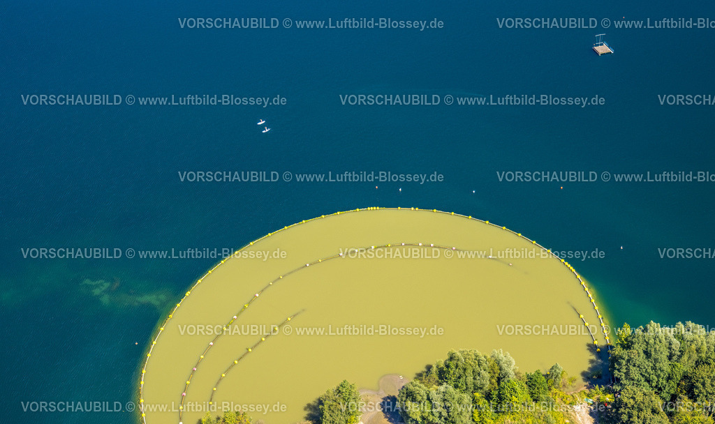 Voerde240802990StrandbadTenderingssee_Freibad | Luftbild, Kieswerk Hünxe und abgegrenzter Bereich am Strandbad Tenderingssee mit Stand-Up-Paddling, Formen und Farben, Möllen, Voerde, Ruhrgebiet, Nordrhein-Westfalen, Deutschland