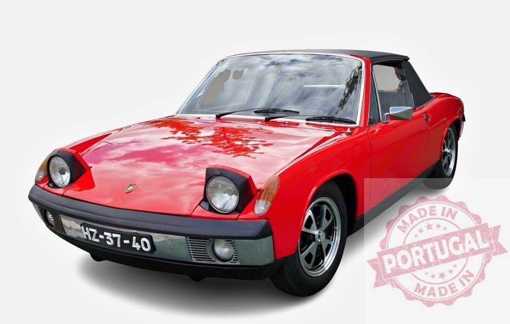 Red Porsche 914 classic sports car isolated | Red Porsche 914 classic sports car with pop-up headlights on a white background - Realized with Pictrs.com