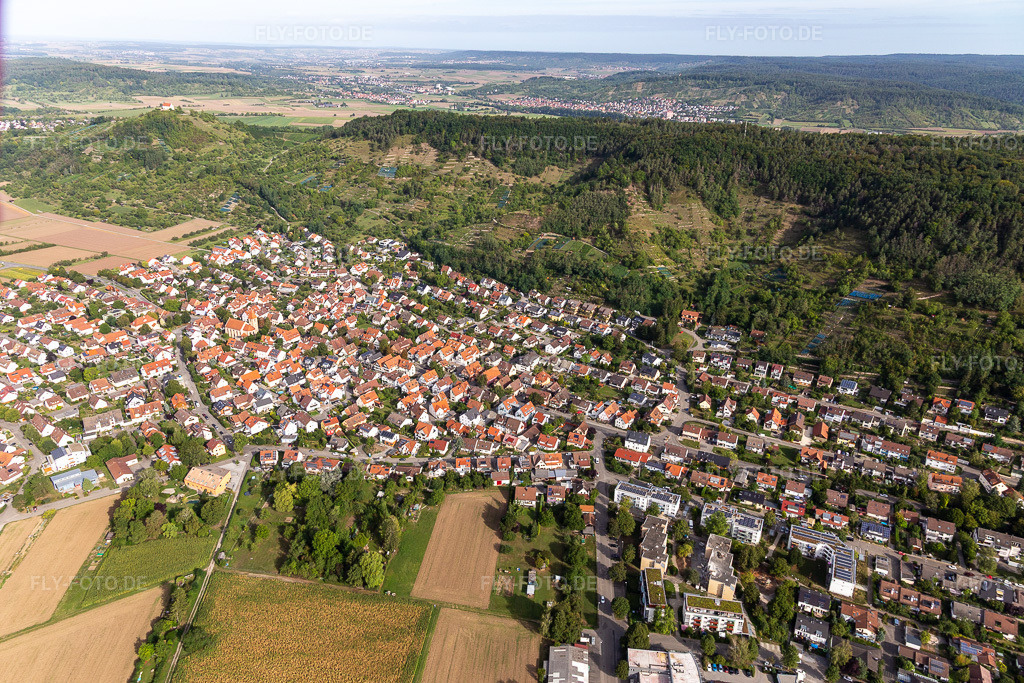 Luftbild: Ortsansicht von Südosten im Ortsteil Hirschau in Tübingen im Bundesland Baden-Württemberg in Deutschland. Foto: IMG_008724.jpg vom 27.08.2020 durch Werner Riehm/FLY-FOTO.de