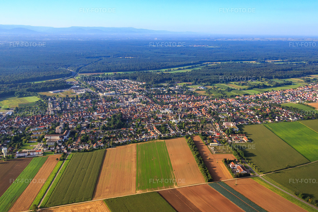 Luftbild: Stadtansicht aus Norden Zeppelinstr in Kandel im Bundesland Rheinland-Pfalz in Deutschland. Foto: IMG_092837.jpg vom 13.08.2016 durch Werner Riehm/FLY-FOTO.de