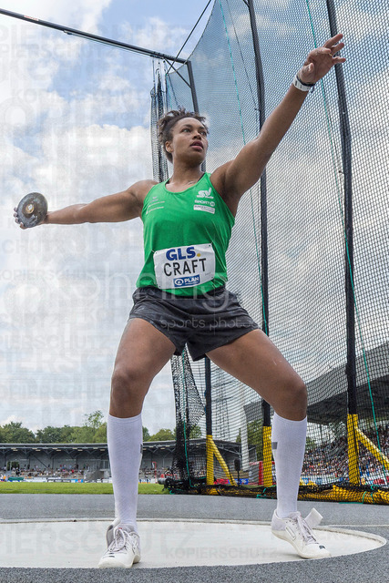 Deutsche Leichtathletik-Meisterschaften; Bochum-Wattenscheid, 25.07.2026 | Shanice Craft (SV Halle), Diskuswurf; Deutsche Leichtathletik-Meisterschaften am 25.07.2026 im Lorheide-Stadion, Bochum-Wattenscheid (Nordrhein-Westfalen).