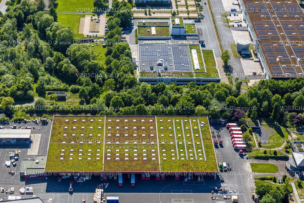 Hamm250500729Druckzentrum_DEX-2 | Luftbild, Dachdeckereinkauf, DEX, Rhynern, Dachbegrünung, Hamm , Ruhrgebiet, Nordrhein-Westfalen, Deutschland