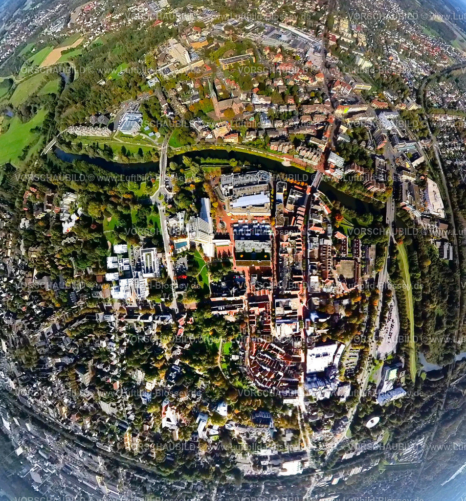 Luenen241190572RathausMarkt_Willy-Brandt-Platz | Luftbild, Rathaus und Willy-Brandt-Platz, Fluss Lippe und Lippewohnpark Wohnanlage Wohnsiedlung am Fluss Lippe und Lippe Bad Hallenbad an der Konrad-Adenauer-Straße, Erdkugel, Fisheye Aufnahme, Fischaugen Aufnahme, 360 Grad Aufnahme, tiny world, little planet, fisheye Bild, , Lünen, Ruhrgebiet, Nordrhein-Westfalen, Deutschland