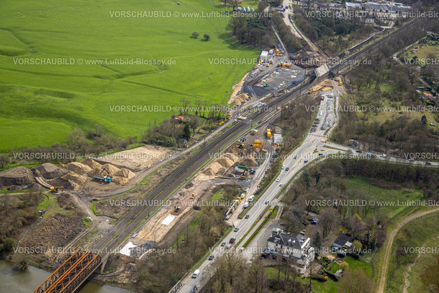 Wesel230300954 | Luftbild, Lippemündungsraum, neue Straßenführung der B8 und Brücke über Eisenbahngleise, Fusternberg, Wesel, Ruhrgebiet, Niederrhein, Nordrhein-Westfalen, Deutschland