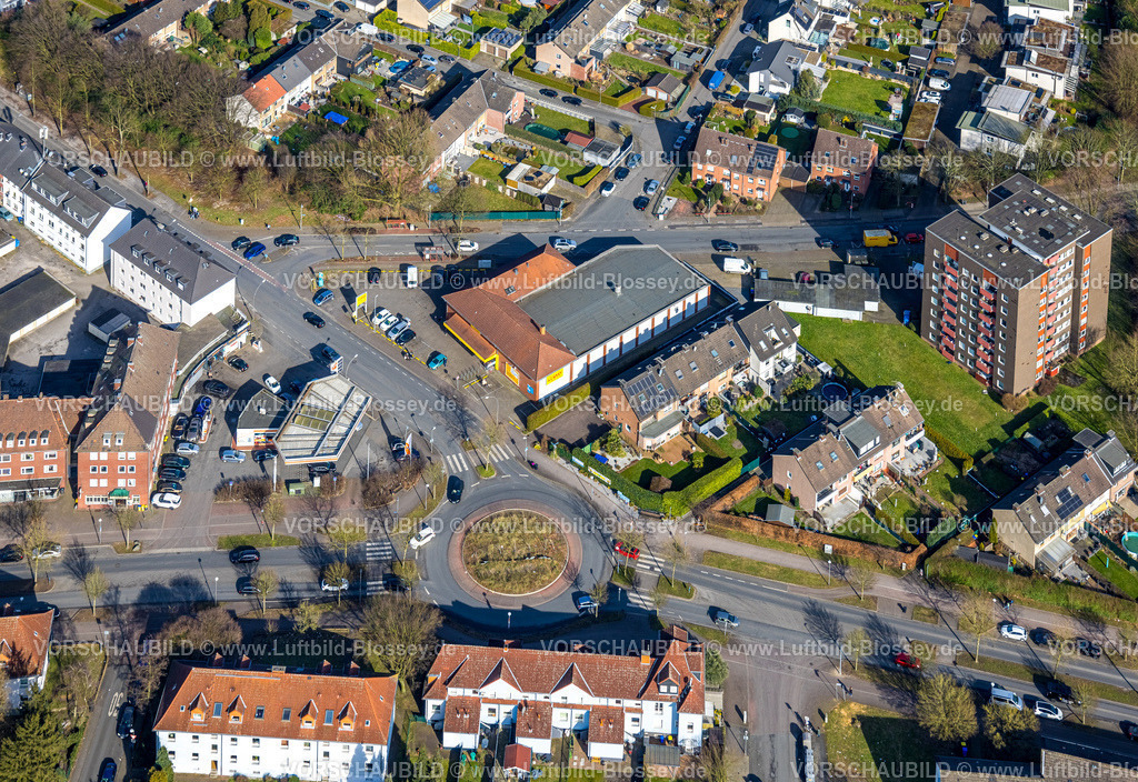 Gladbeck250201637 | Luftbild, Netto Supermarkt an der Kreuzung mit Horster Straße und Marienstraße Kreisverkehr, Brauck, Gladbeck, Ruhrgebiet, Nordrhein-Westfalen, Deutschland