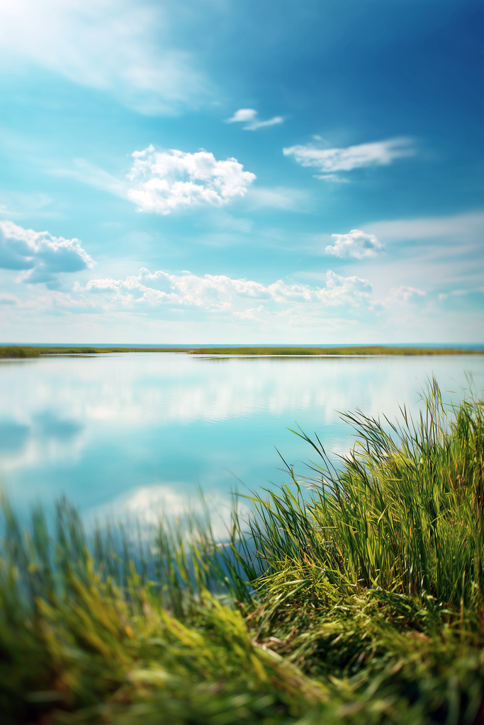 Poster: SOFT HORIZONS – The Quiet Lake – Die Kraft der inneren Ruhe | Natur Poster mit ruhigem See und Spiegelung des Himmels – Motiv The Quiet Lake aus der Kollektion Soft Horizons - Realisiert mit Pictrs.com