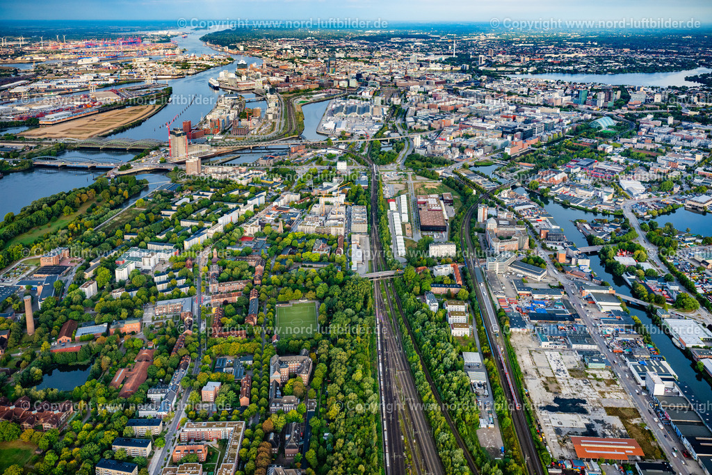 Hamburg_Rothenburgsort_ELS_5807200925 | HAMBURG 20.09.2025 Entwicklungsgebiet "Neuer Huckepackbahnhof der Industriebrache an der Billstraße im Stadtteil Rothenburgsort in Hamburg. // Development area "New piggyback station on the industrial wasteland at Billstrasse in the Rothenburgsort district of Hamburg. Foto: Martin Elsen