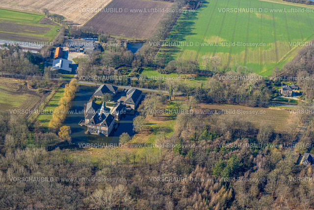 Olfen230206368Vinnum | Luftbild, Schloss Sandfort, Wasserschloss, Olfen-Kirchspiel, Olfen, Münsterland, Nordrhein-Westfalen, Deutschland