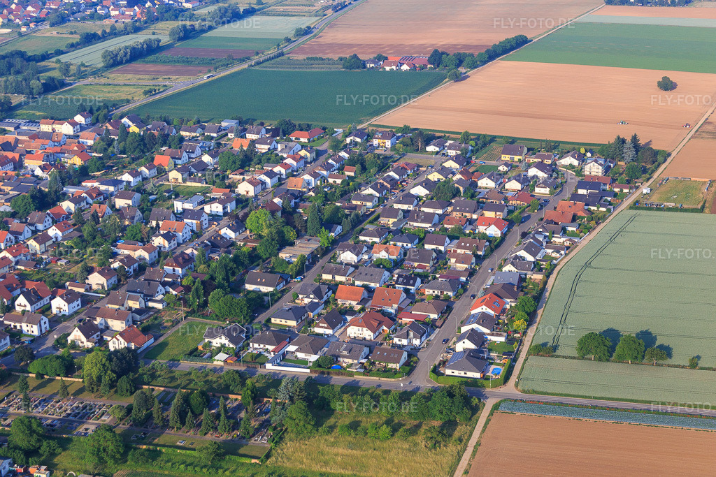 Luftbild: Goethestr im Ortsteil Niederlustadt in Lustadt im Bundesland Rheinland-Pfalz in Deutschland. Foto: IMG_080597.jpg vom 12.06.2015 durch Werner Riehm/FLY-FOTO.de