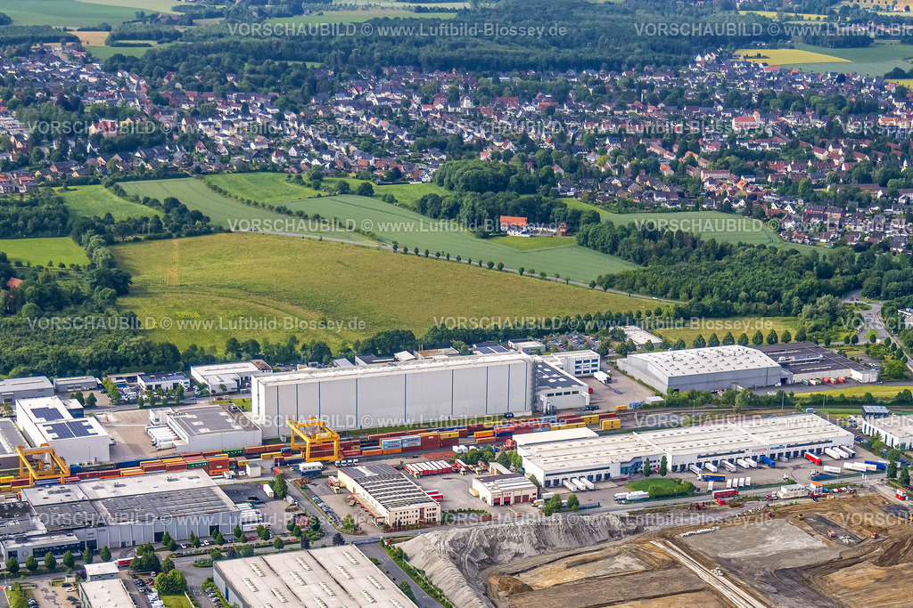 Boenen220601966AusschnittPharmLog | PharmLog Bönen, Luftbild, Baustelle im Gewerbegebiet InlogParc an der Edisonstraße, Westerbönen, Bönen, Ruhrgebiet, Nordrhein-Westfalen, Deutschland
