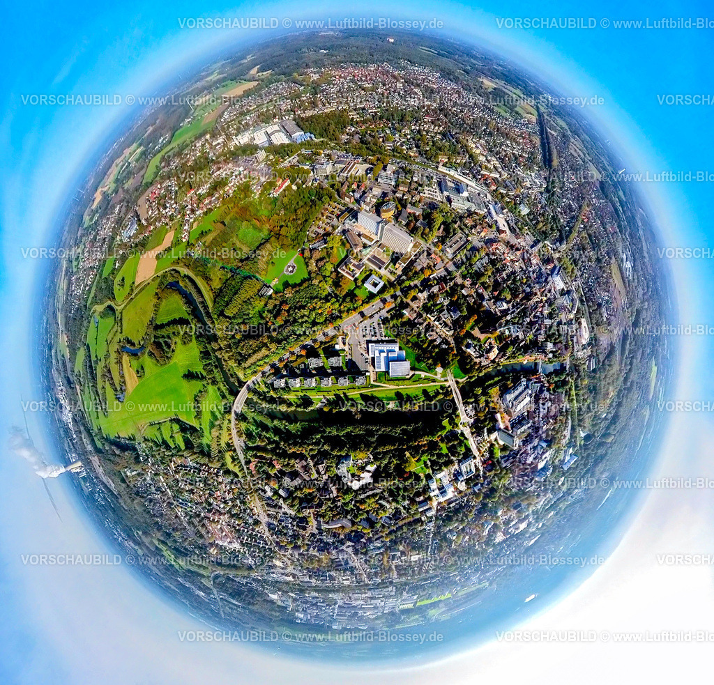 Luenen241190566StMarienHospitalKlinikum | Luftbild, Marien Hospital Krankenhaus, ovales Gebäude MVZ Prof. Dr. Uhlenbrock und Partner, Fluss Lippe und Lippewohnpark Wohnanlage Wohnsiedlung am Fluss Lippe mit Lippe Bad Hallenbad an der Konrad-Adenauer-Straße, Erdkugel, Fisheye Aufnahme, Fischaugen Aufnahme, 360 Grad Aufnahme, tiny world, little planet, fisheye Bild, , Lünen, Ruhrgebiet, Nordrhein-Westfalen, Deutschland
