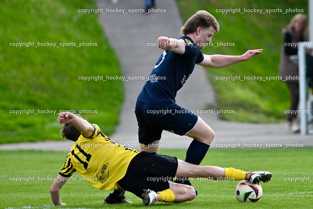 FC Faakersee vs. FC Dölsach | #11 Fabian Rauscher FC Faakersee, #25 Niclas Christian Brandner FC Dölsach, FC Faakersee vs. FC Dölsach, FC Faakersee vs. FC Dölsach am 20.04.2025 in Finkenstein (Sportplatz Finkenstein), Austria, (Photo by Bernd Stefan)