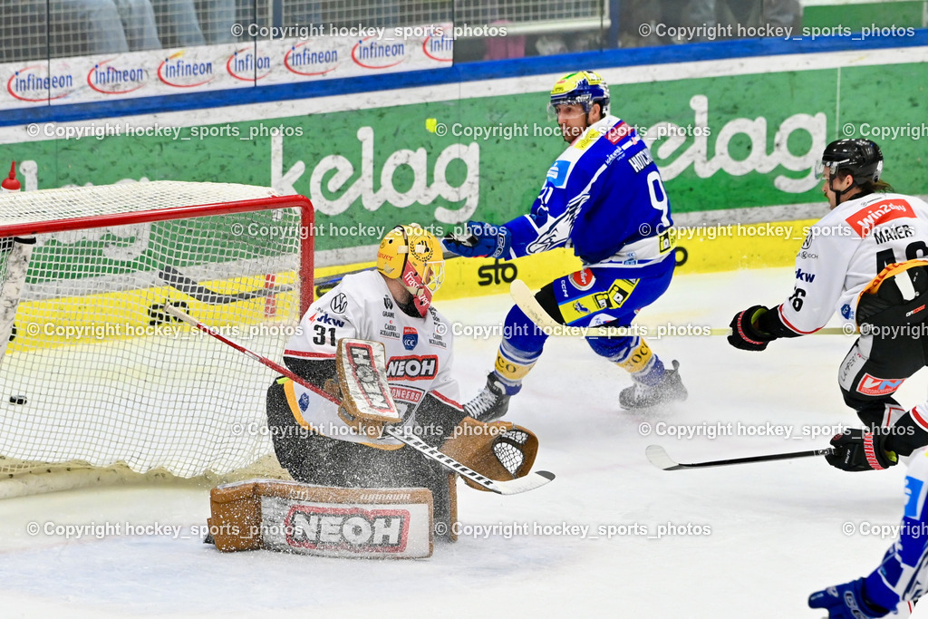 EC IDM Wärmepumpen VSV vs. Pioneers Vorarlberg | #31 David Madlener Pioneers Vorarlberg,  #91 Nick Hutchison EC VSV, #46 Oskar Maier Pioneers Vorarlberg, EC IDM Wärmepumpen VSV vs. Pioneers Vorarlberg, EC IDM Wärmepumpen VSV vs. Pioneers Vorarlberg am 22.02.2026 in Villach (Stadthalle Villach), Austria, (Photo by Bernd Stefan)