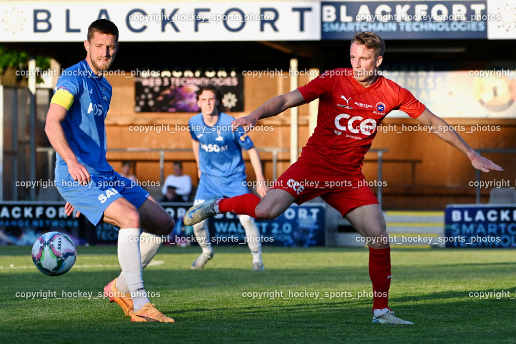 SAK vs. SC ST. Veit | #22 Leo Ejup SAK, #11 Alexander Hofer SC St.Veit, SAK vs. SC ST. Veit, SAK vs. SC ST. Veit am 30.04.2025 in Klagenfurt (Sportpark Welzenegg), Austria, (Photo by Bernd Stefan)