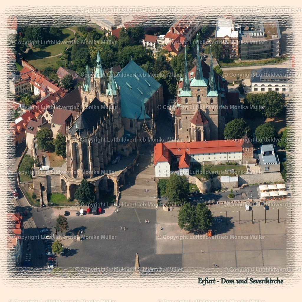 Erfurt Dom und Severikirche --NEU -  Rahmen Leinenstruktur 30 x 30 cm | luftbildarchiv-mueller - Realisiert mit Pictrs.com