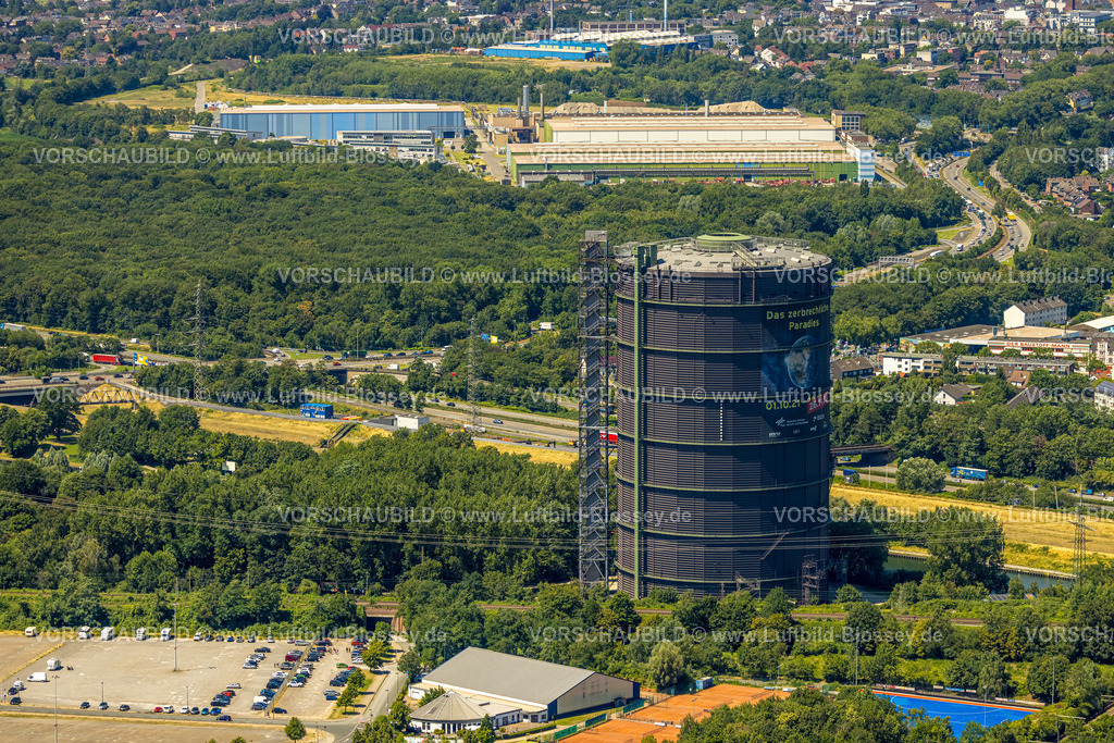 Oberhausen230705460 | Luftbild, Westfield Centro Einkaufszentrum, Neue Mitte, Gasometer mit Ausstellung Das zerbrechliche Paradies, Borbeck, Oberhausen, Ruhrgebiet, Nordrhein-Westfalen, Deutschland