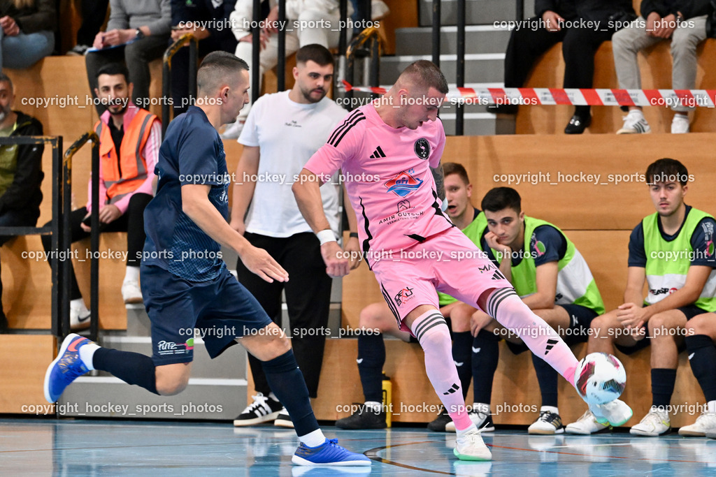 Carinthia Flamengo Futsal Club vs. LPSV-K | #5 Amir Beganovic LPSV-K, #24 Zoran Vukovic Carinthia Flamengo, Carinthia Flamengo Futsal Club vs. LPSV-K, Carinthia Flamengo Futsal Club vs. LPSV-K am 03.11.2024 in Klagenfurt (Ballspielhalle Viktring), Austria, (Photo by Bernd Stefan)