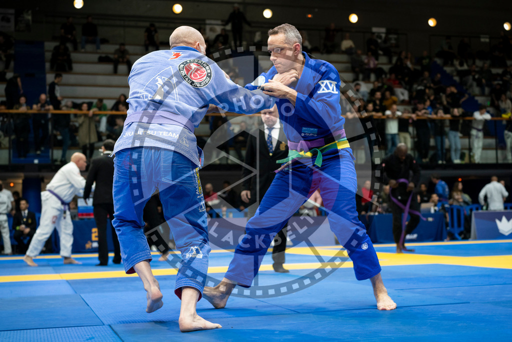20240125PBB02295 | Fighters compete during the sixth day of the Brazilian Jiu-jitsu European Championship of the IBJJF in Paris, France, on January 25, 2024.