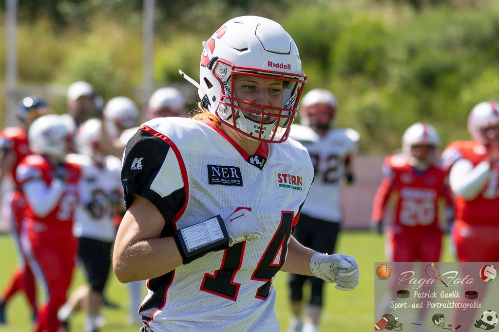 GFLW 1: German Football League Women 1: Rodgau Pioneers Ladies - Stuttgart Scorpions Sisters, 07.06.2026 | Virginia Weipert (Stuttgart Scorpions Sisters #14), Freisteller, Portrait / Porträt, Rodgau Pioneers Ladies - Stuttgart Scorpions Sisters, Rodgau, Maingau-Energie-Stadion "Am Weichsee", 7.6.2026 - Realisiert mit Pictrs.com