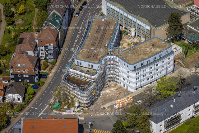 Hattingen230406945 | Luftbild, Projekt ZuHause1, Baustelle mit Neubau Seniorenresidenz, Schulstraße Ecke Talstraße, Hattingen, Ruhrgebiet, Nordrhein-Westfalen, Deutschland