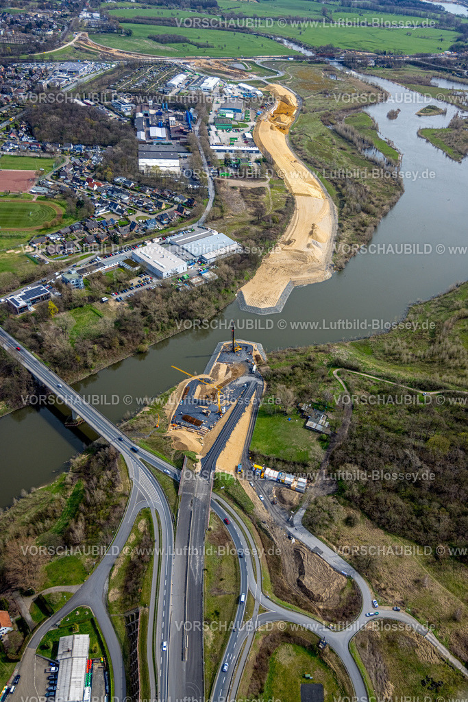 Wesel230300909 | Luftbild, Lippemündungsraum, Brückenbau und neue Straßenführung, Wesel, Ruhrgebiet, Niederrhein, Nordrhein-Westfalen, Deutschland