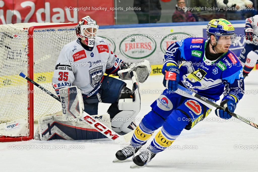 EC IDM WÄRMEPUMPEN VSV vs. HYDRO FEHERVAR AV 19 | #35 Horvath Dominik HYDRO FEHERVAR, #16 HANCOCK Kevin EC VSV, EC IDM WÄRMEPUMPEN VSV vs. HYDRO FEHERVAR AV 19, EC IDM WÄRMEPUMPEN VSV vs. HYDRO FEHERVAR AV 19 am 20.11.2024 in Villach (Stadthalle Villach), Austria, (Photo by Bernd Stefan)