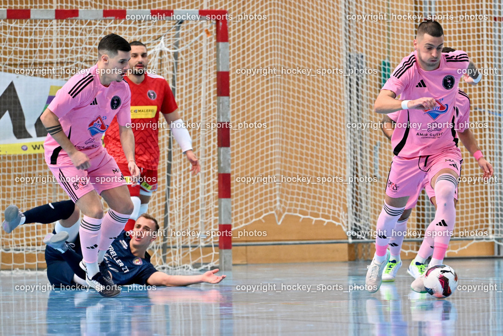 Carinthia Flamengo Futsal Club vs. LPSV-K | #72 Armin Kahvedzic Carinthia Flamengo, #17 Sifet Lidan LPSV-K, #24 Zoran Vukovic Carinthia Flamengo, Carinthia Flamengo Futsal Club vs. LPSV-K, Carinthia Flamengo Futsal Club vs. LPSV-K am 03.11.2024 in Klagenfurt (Ballspielhalle Viktring), Austria, (Photo by Bernd Stefan)