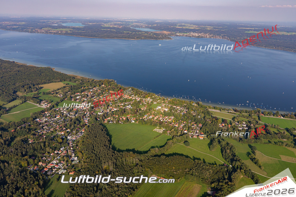 Aktuelles Luftbild von Riederau  - Die Luftaufnahme wurde 2020 mittels UL-Flugzeug erstellt ( keine Drohne ) - hochauflösende Kamera-Systeme von  Canon -Beste Qualität - Für grossformatige Ausdrucke geeignet. Die Geschenkidee !