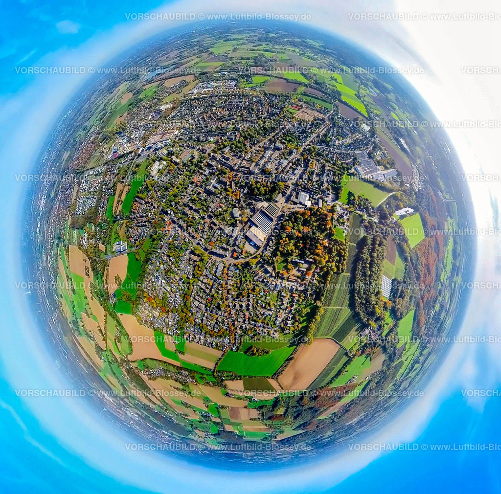neukirchen-Vluyn20221006_7 | Luftbild, City Stadtansicht, Fisheye Aufnahme, Fischaugen Aufnahme, 360 Grad Aufnahme, Neukirchen, Neukirchen-Vluyn, Fisheyeaufnahme, Ruhrgebiet, Nordrhein-Westfalen, Deutschland