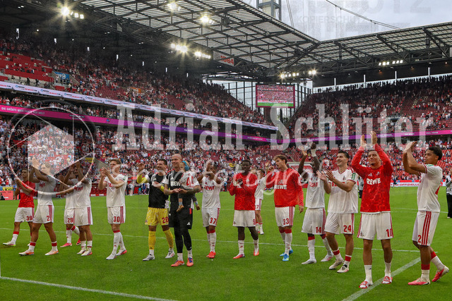29.08.2026, GER, Fussball, Herren, Bundesliga , 1. Bundesliga, Saison 2026/2027, 1. FC Köln - TSG 1899 Hoffenheim | 1. FC Köln Schlussjubel, jubelt nach dem Sieg