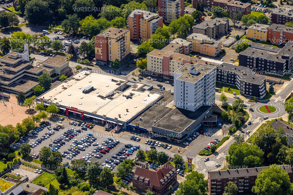 Hamm240705940 | Luftbild, Rathaus-Center Einkaufszentrum, Bürgeramt, Hochhaus-Wohnsiedlung Kleinweg, Kreisverkehr, Bockum-Hövel, Hamm, Ruhrgebiet, Nordrhein-Westfalen, Deutschland