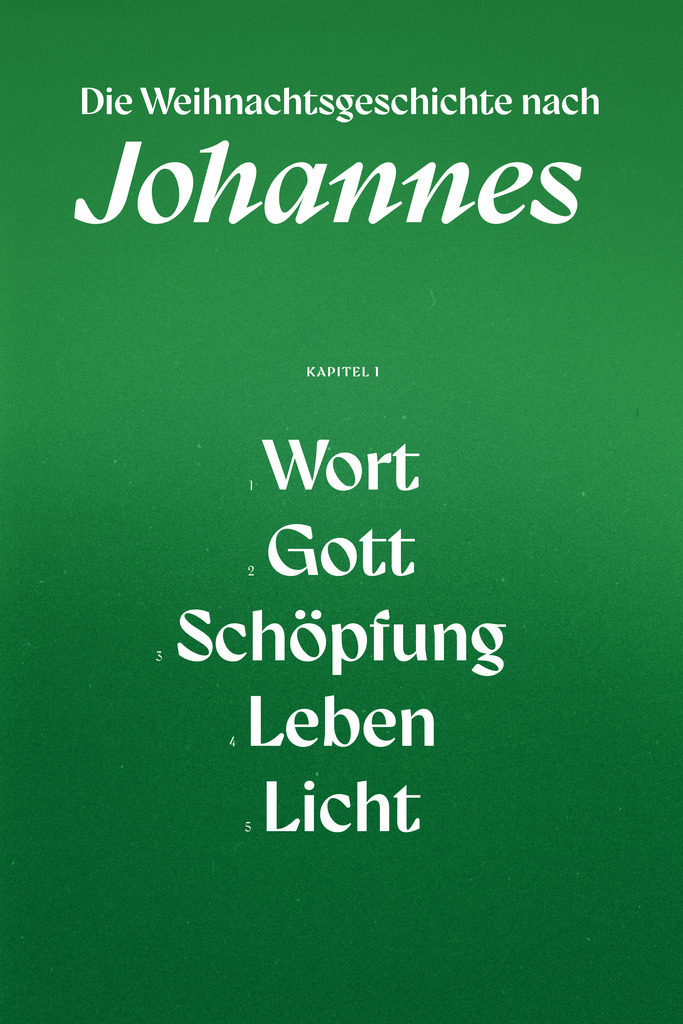 Die Weihnachtsgeschichte nach Johannes | Online Shop für Christen: Christliche Poster XXL, Plakate, Wandbilder als Leinwand & christliche Postkarten, Kalender, Sticker & Lizenzen zum Download. Die Kunstwerke im christliche Geschenke Shop zeigen die Jahreslosung 2025, Gott, Jesus & mehr.