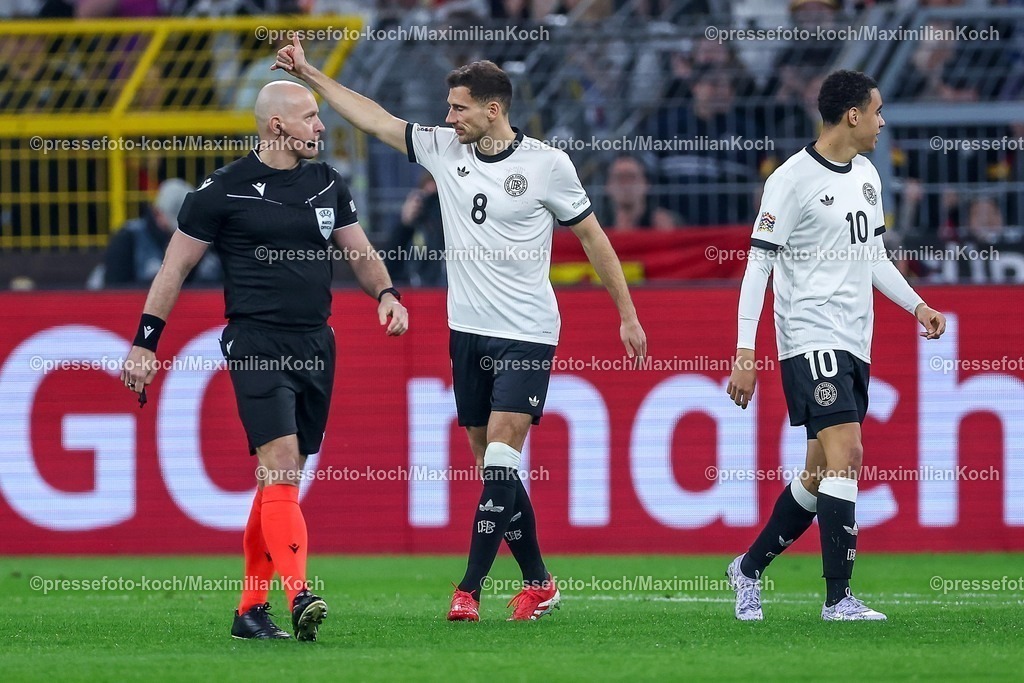 DFB23032501005 | 23.03.2025, Fußball, Viertelfinale UEFA Nations League, Deutschland - Italien, Signal Iduna Park, Saison 2024 2025: Leon Goretzka (GER #08) DFB regulations prohibit any use of photographs as image sequences and or quasi-video.