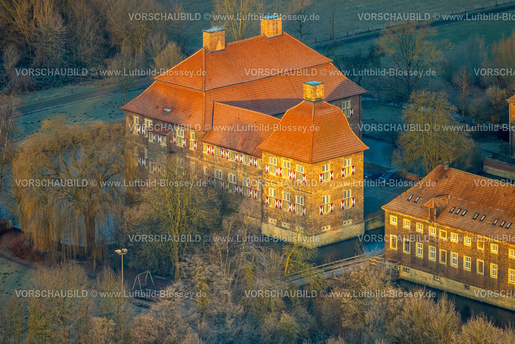 Hamm250200094Uentrop | Luftbild, Schloss Oberwerries Wasserschloss in den Lippeauen, Bildungsstätte und Begegnungsstätte, Stadtbezirk Heessen, Hamm, Ruhrgebiet, Nordrhein-Westfalen, Deutschland