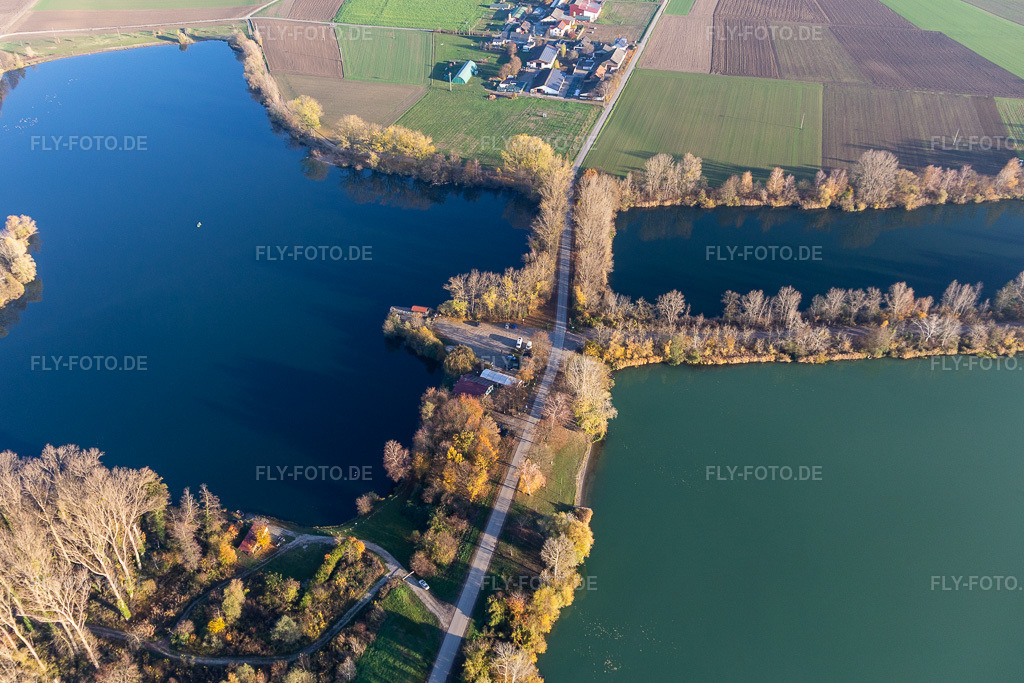 Luftbild: Freiluft- Gaststätte Anglerheim Neupotz am Altrhein in Neupotz im Bundesland Rheinland-Pfalz in Deutschland. Foto: IMG_123973.jpg vom 21.11.2020 durch Werner Riehm/FLY-FOTO.de