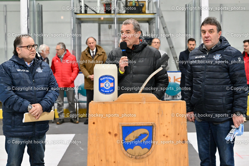 ESC Soccerzone Steindorf 50 Jahr Feier 26.2.2023 | Sportlicher Leiter ESC Steindorf Armin Rac, Landtagsabgeordneter Kärnten Christof Seymann, Obmann ESC Steindorf Hans Tschernutter