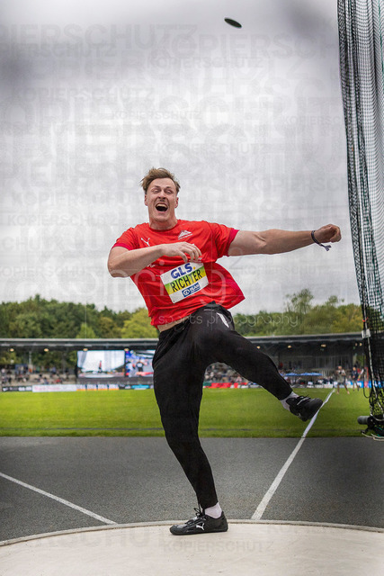 Deutsche Leichtathletik-Meisterschaften; Bochum-Wattenscheid, 26.07.2026 | Steven Richter (LV 90 Erzgebirge), Diskuswurf; Deutsche Leichtathletik-Meisterschaften am 26.07.2026 im Lorheide-Stadion, Bochum-Wattenscheid (Nordrhein-Westfalen).