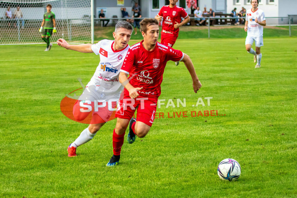 TSV Grafenstein - SK Maria Saal | Ilias Chaschmagamadov (SK Maria Saal #10) Michael Eisterlehner (TSV Grafenstein #12)TSV Grafenstein - SK Maria Saal am 02.08.2022 in Grafenstein
(Sportplatz), AUSTRIA, (Photo by Ernst Krawagner sport-fan.at),  - Realisiert mit Pictrs.com