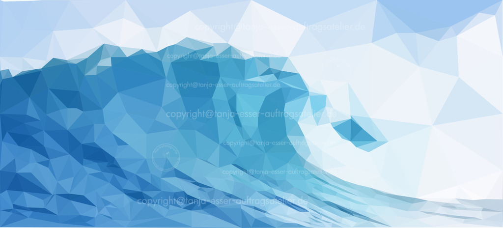 Abstrakte blaue Welle in Low Poly Style.  | Abstrakter blauer Wellenhintergrund in Low Poly Art. 