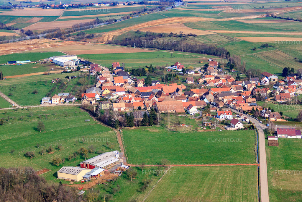 Luftbild: Ortsteil Rosenwiller in Dettwiller im Bundesland Bas-Rhin in Frankreich. – Foto: IMG_38571.jpg vom 20.03.2011 durch Werner Riehm/FLY-FOTO.de – Auflösung des Originals: 4605 x 3070 px