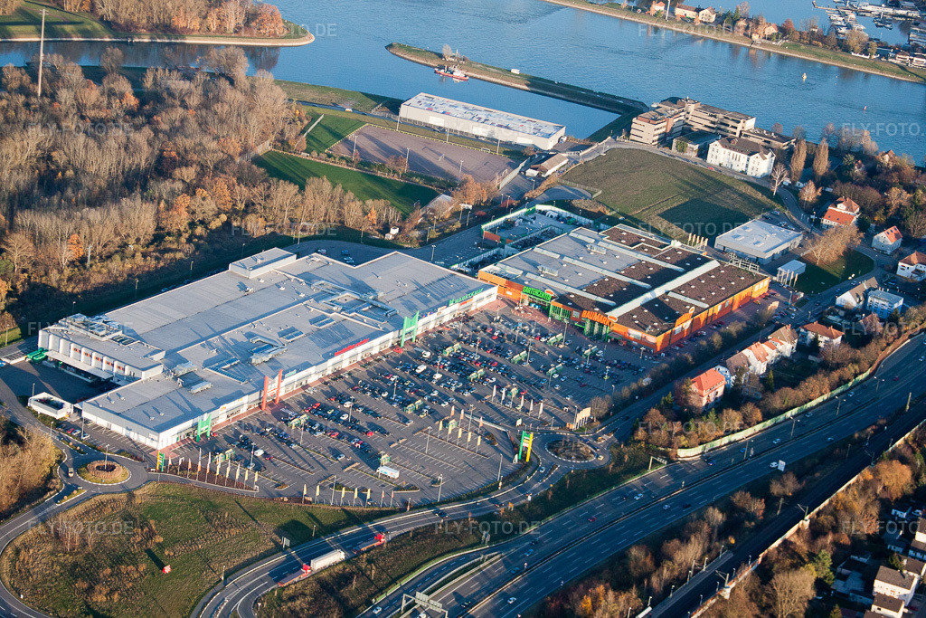 Luftbild: Luitpoldcenter im Ortsteil Maximiliansau in Wörth im Bundesland Rheinland-Pfalz in Deutschland. Foto: IMG_22652.jpg vom 19.11.2009 durch Werner Riehm/FLY-FOTO.de