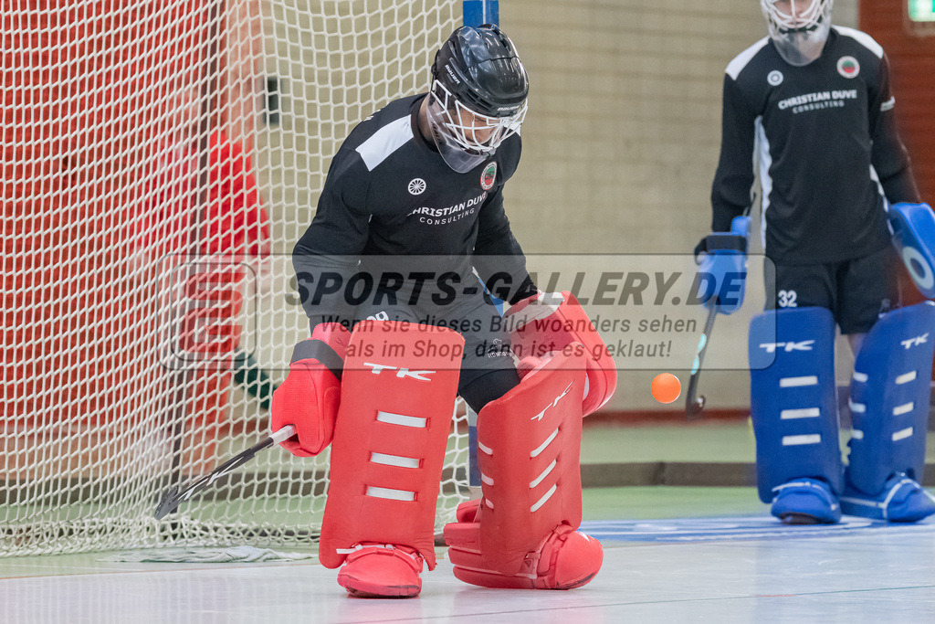 HK_20230108_102348 | 1. Bundesliga ( Halle ) Herren Crefelder HTC - Uhlenhorst Mülheim am 8.1.2023 Crefelder HTC  ( CHTC ), Krefeld , Joshua Onyekwue Nnaji Torwart ( Crefelder HTC #29 )