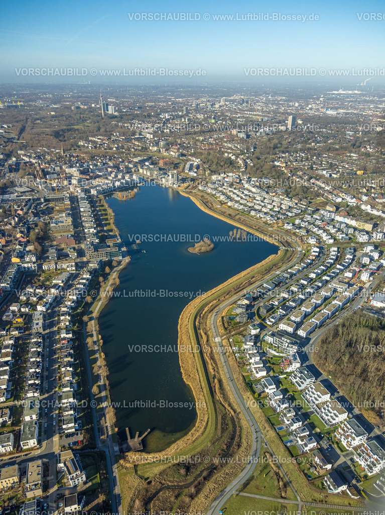 Dortmund240101167 | Luftbild, Phoenix See und Einfamilienhäuser Wohngebiet, Hörde, Dortmund, Ruhrgebiet, Nordrhein-Westfalen, Deutschland