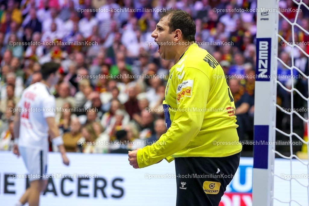 EHF19012601114 | 19.01.2026, Handball, Men's EHF EURO 2026, Österreich - Serbien, Jyske Bank Boxen in Herning, Dänemark, Preliminary Round:  Dejan Milosavljev (Serbien #96) jubelnd