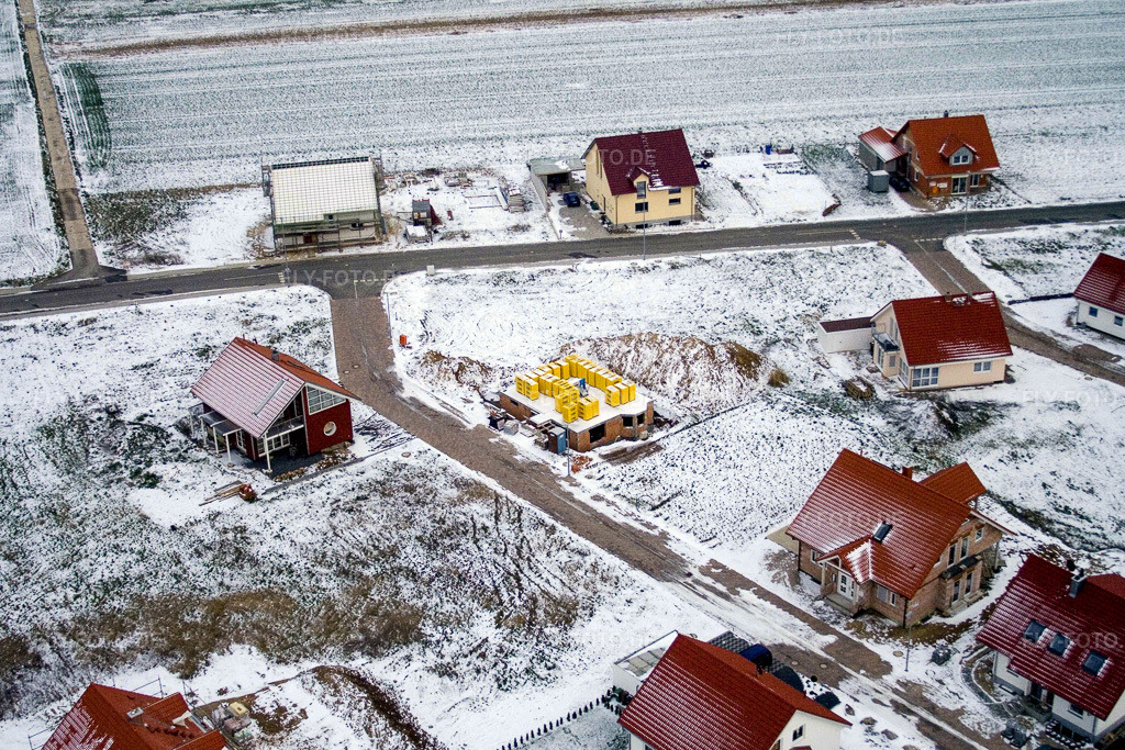 Luftbild: Neubaugebiet NO im Winter bei Schnee im Ortsteil Schaidt in Wörth im Bundesland Rheinland-Pfalz in Deutschland. Foto: IMG_5227.jpg vom 26.01.2007 durch Werner Riehm/FLY-FOTO.de