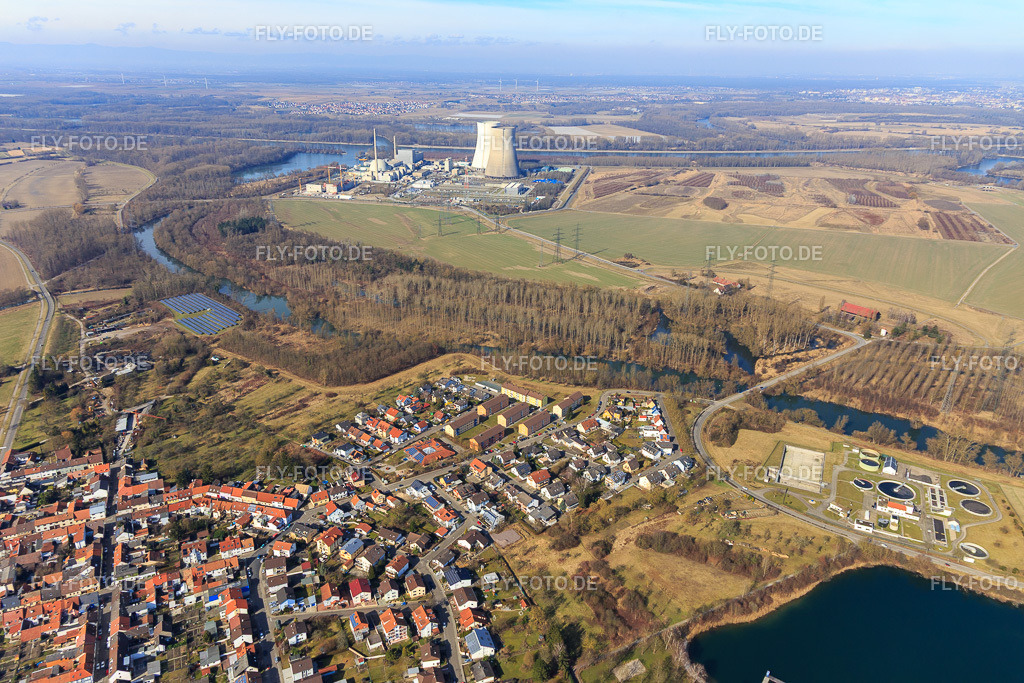AKW EnBW Kernkraft GmbH (EnKK), Philippsburg hinterm Phillipsburger Altrhein aus Osten und Freyersee im Winter ohne Schnee https://www.enbw.com/unternehmen/konzern/energieerzeugung/kernenergie/standorte/standort-philippsburg.html | Luftbild: AKW EnBW Kernkraft GmbH (EnKK), Philippsburg hinterm Phillipsburger Altrhein aus Osten und Freyersee im Winter ohne Schnee https://www.enbw.com/unternehmen/konzern/energieerzeugung/kernenergie/standorte/standort-philippsburg.html in Philippsburg im Bundesland Baden-Württemberg in Deutschland. Foto: IMG_097148.jpg vom 25.02.2017 durch Werner Riehm/FLY-FOTO.de - Realisiert mit Pictrs.com