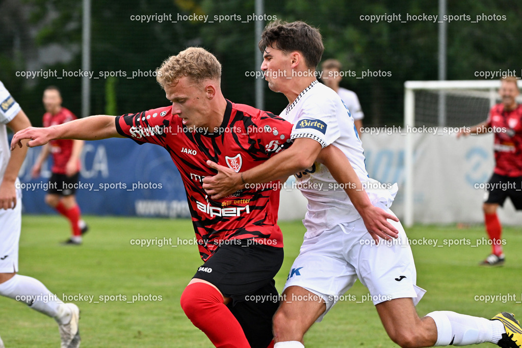 SAK vs. ATUS Ferlach | #2 Marjan Ogris-Martic ATUS Ferlach, #24 Matic Ahacic SAK, SAK vs. ATUS Ferlach, SAK vs. ATUS Ferlach am 01.08.2025 in Klagenfurt (Sportpark Welzenegg), Austria, (Photo by Bernd Stefan)
